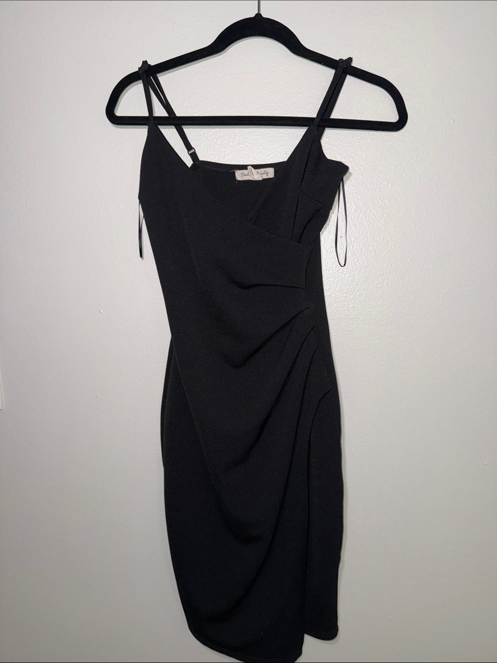 Streetwear Society Black Draped Mini Slip Dress